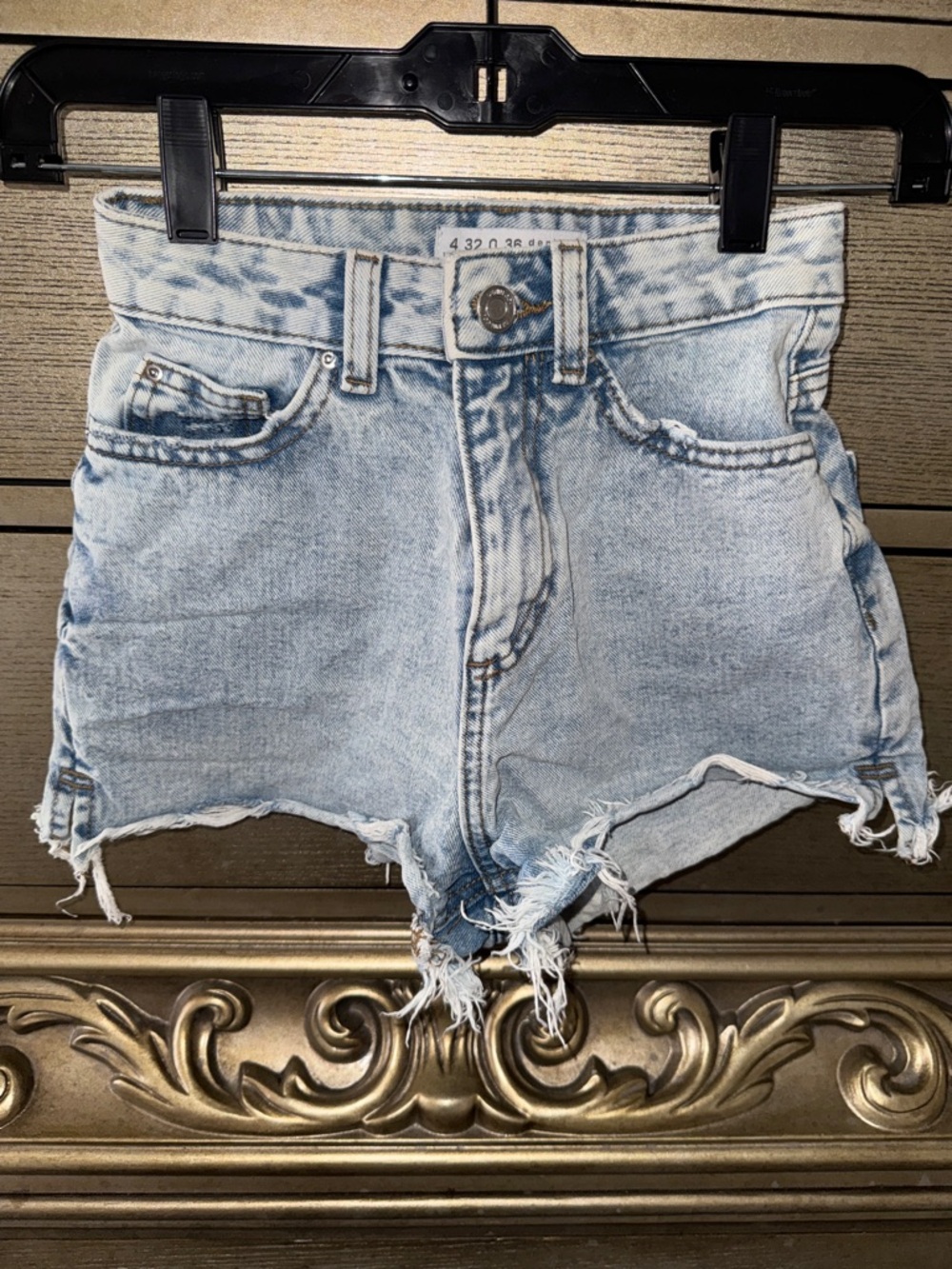 Denim&Co Light Blue Distressed High-Rise Jean Shorts